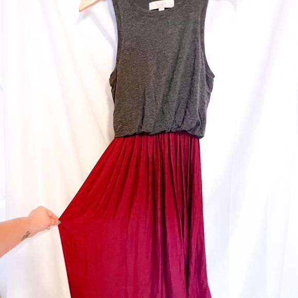 LOFT Petite Gray/Burgandy Maxi Dress 🍂Perfect for Fall🍂 - Picture 5 of 5